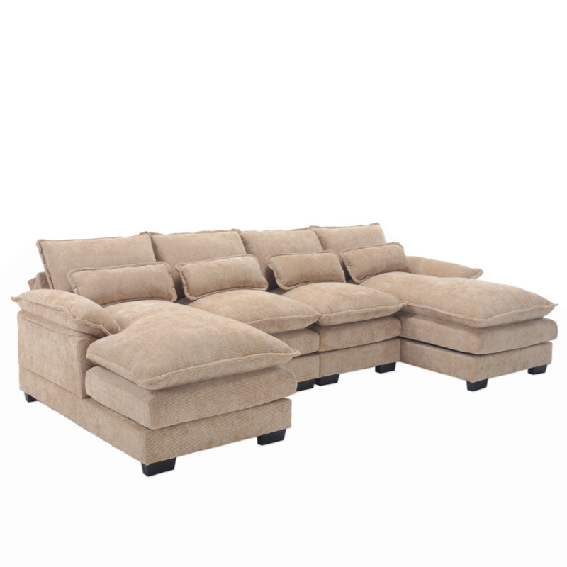 Odas 110.63'' Modular Sofa, Brown Linen