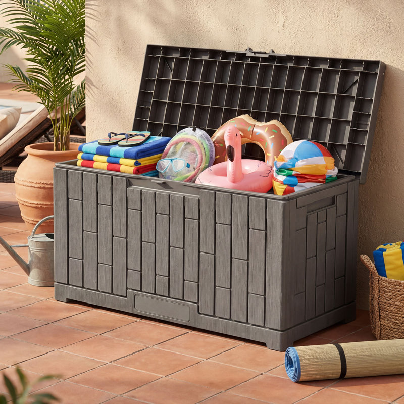 Boîte de rangement imperméable en résine Balconera, Marron clair