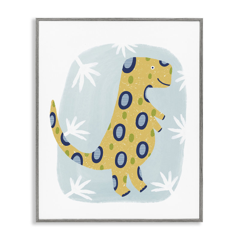 T-Rex avec feuilles, estampe numérique encadrée par Lisa Nohren, Estampe numérique Farmhouse, H 30 po x l 24 po