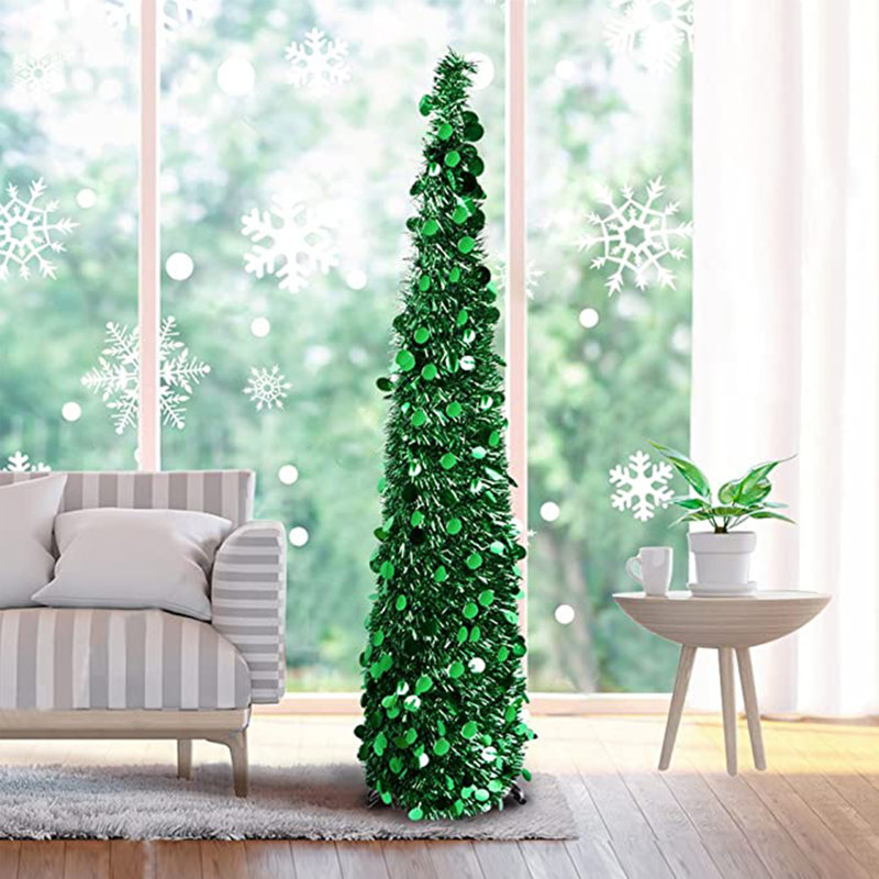 Arbre de Noël élancé à guirlande cyprès, H 4,95 po, Vert