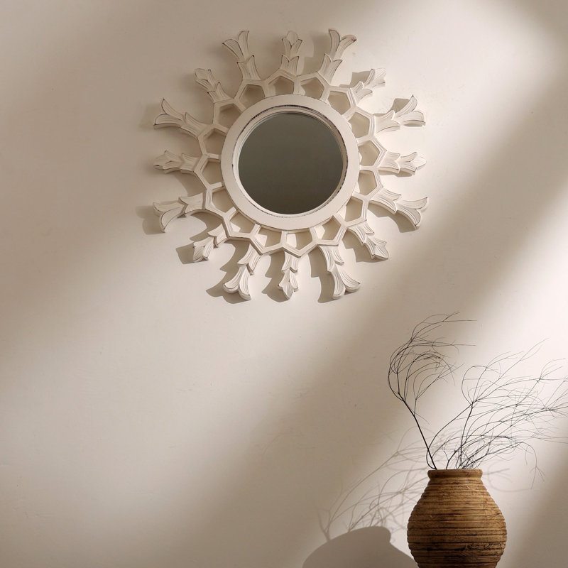 Sunburst Wall Mirror, White