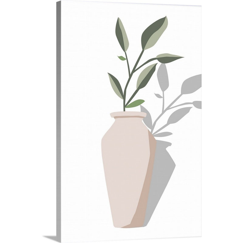 Vase et tige IV, art mural, Toile tendue, H 48 po x l 32 po