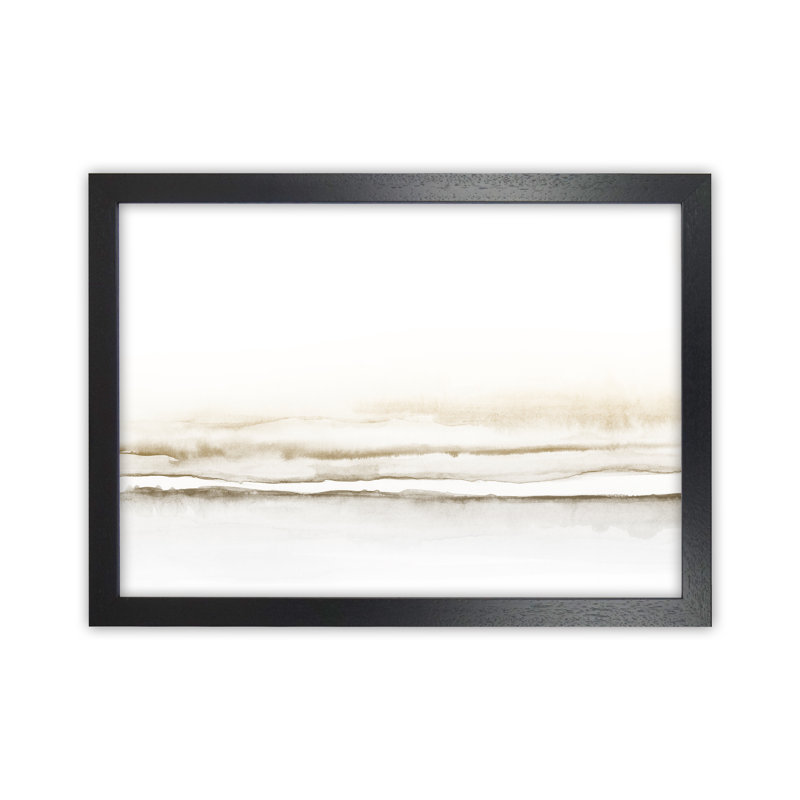 Minimal Watercolour Landscape II - Sepia - Print, 34cm H x 46cm W x 3cm D, Black Framed