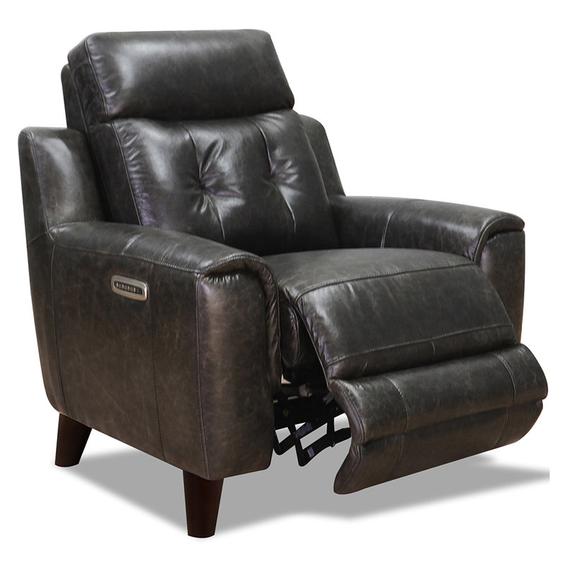 Roemy Leather Recliner, Dark Grey