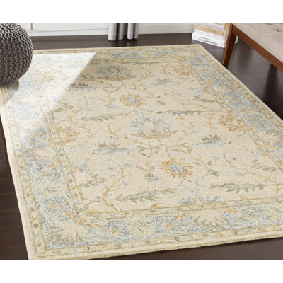 Tapis beige / gris en laine touffeté à la main Sienna