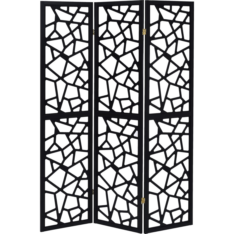 Paravent moderne 3 noir avec motif mosaïque pour les mosaïques intrigantes