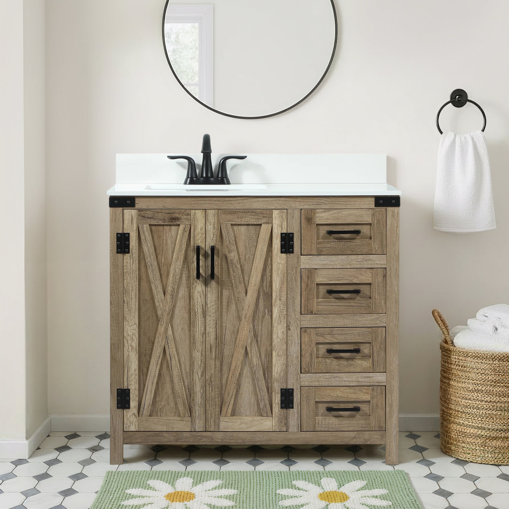 Slayton 36'' Single Bathroom Vanity, Natural Oak