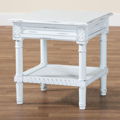 Acworth Baxton Studio Jeanne Vintage Traditional White Wood End Table