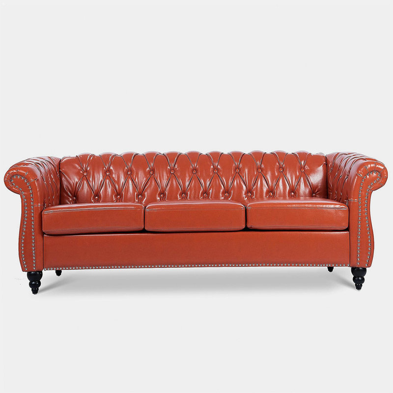Canapé Chesterfield 84,65 pouces, Orange