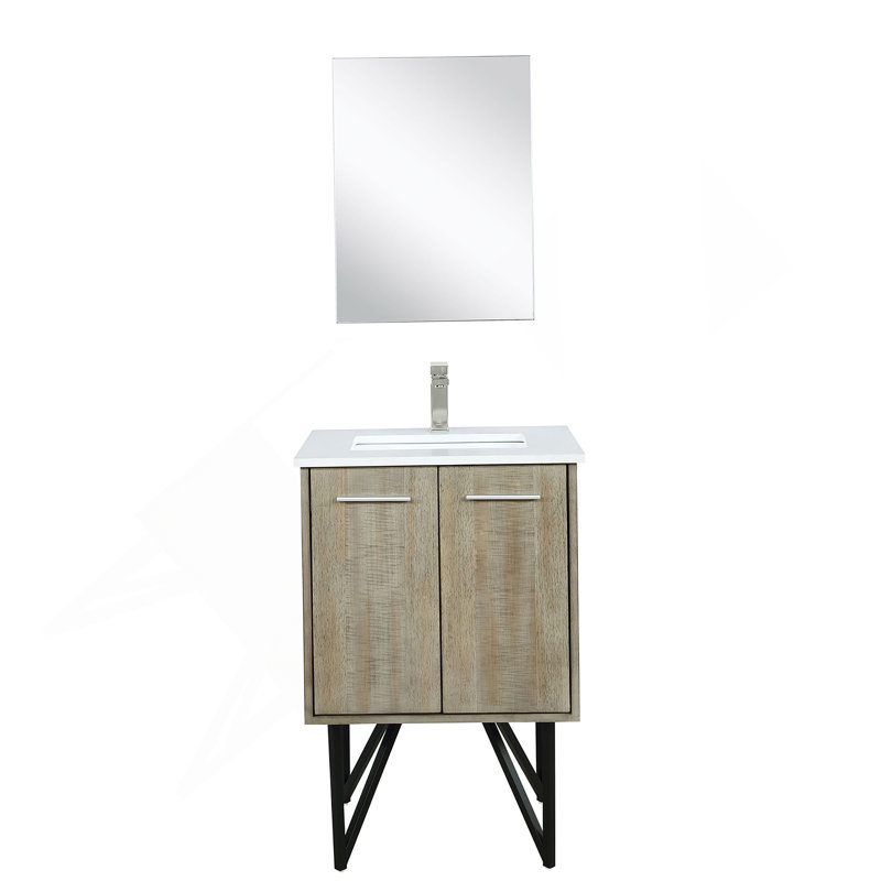 Meuble-lavabo, comptoir en quartz, ensemble de robinet Miroir, Chrome chrome, 24.05"