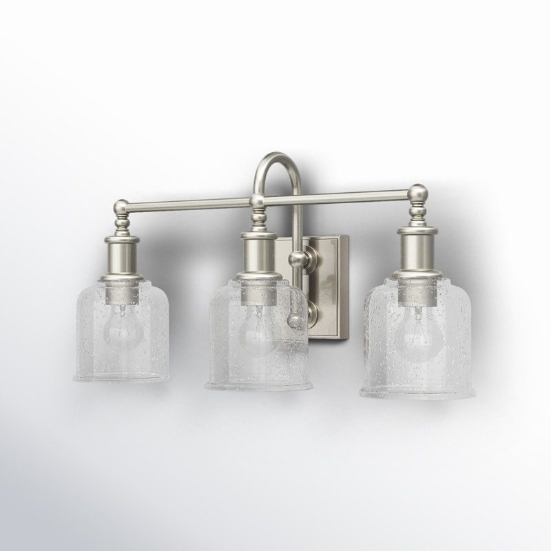 Gearld 3-Light Dimmable Seeded Glass Vanity Light, Brushed Nickel