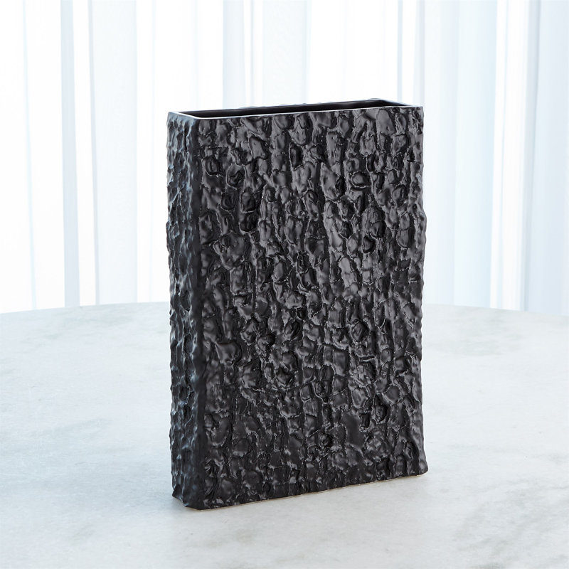 Ceramic Table Vase, Black, 13.75" H x 9.5" W x 3.5" D