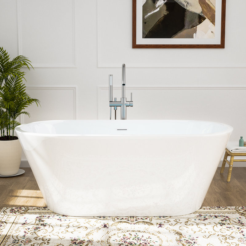 59" X 27.56" Freestanding Soaking Acrylic Bathtub