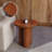 Modern Solid Wood Round End Table with Sculptural Pedestal Base, Walnut Finish-1484847008