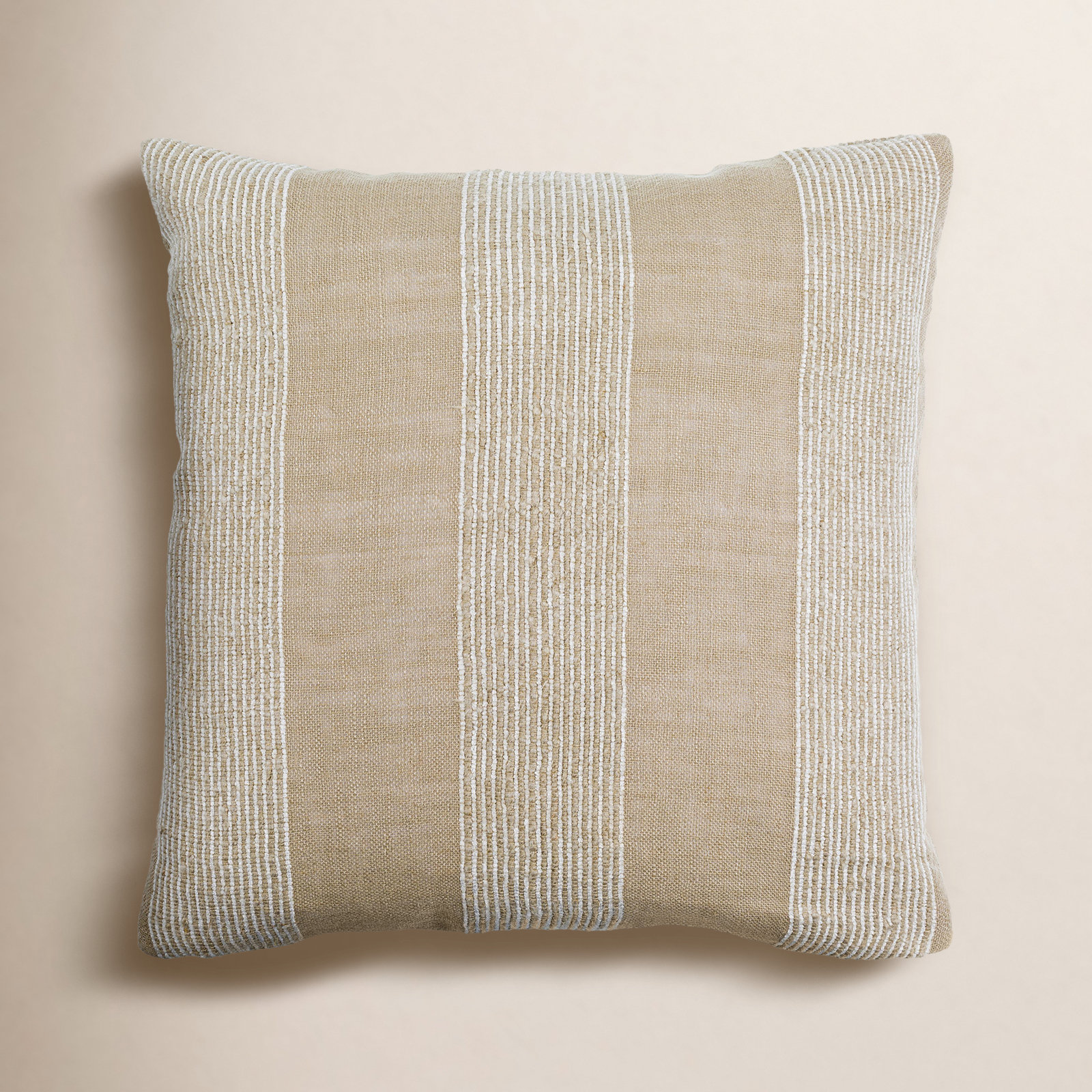 Liliana Striped Linen Throw Pillow, 18" x 18", Down