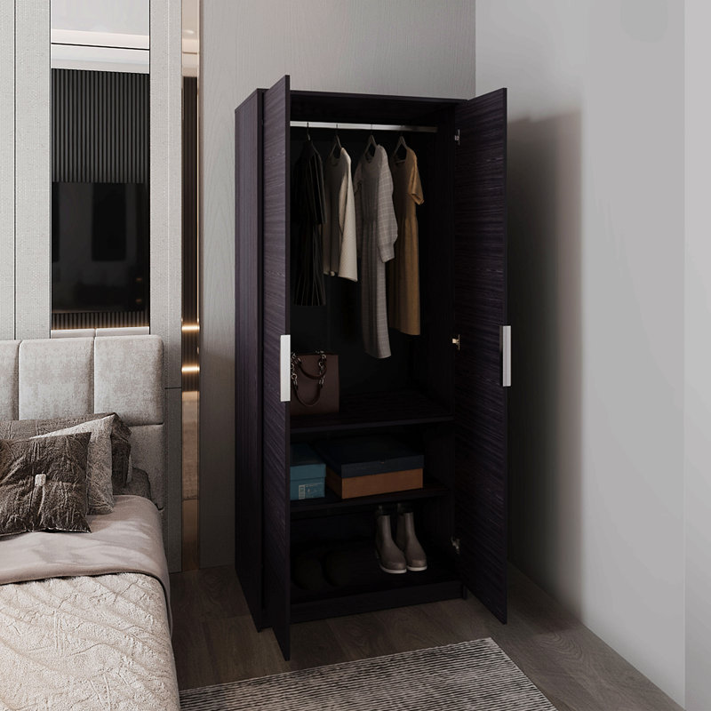 Armoire, 2 portes, 2 tablettes, wengé noir