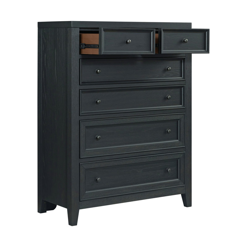 Commode 6 tiroirs, noire pour la maison, Noir