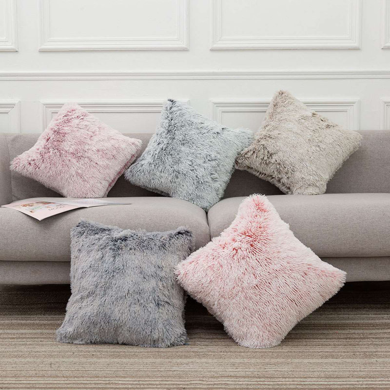 Housse de coussin en fausse fourrure, Kaki