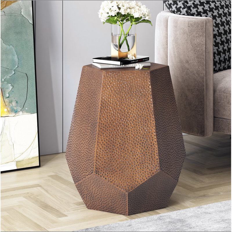 Table de bout en métal martelé, Bronze Antique, Bronze Antique, Bronze Antique