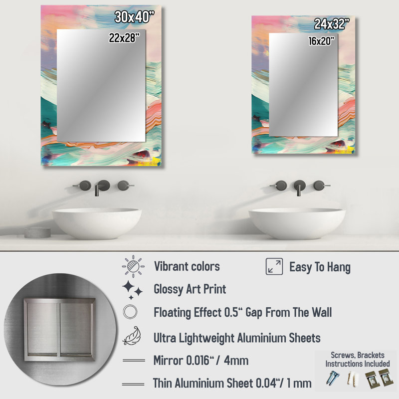 «Spring Miracles In Tender Retro Pastel II», peinture abstraite, miroir mural moderne, reproduction d'art en métal