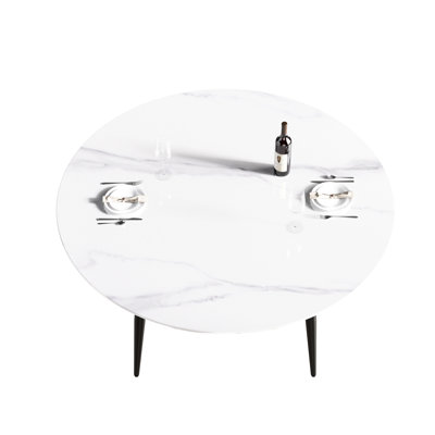 Modern 59.7" Dining Table For 6, Sintered Stone - To Chemicals & Wear Fading Discoloration