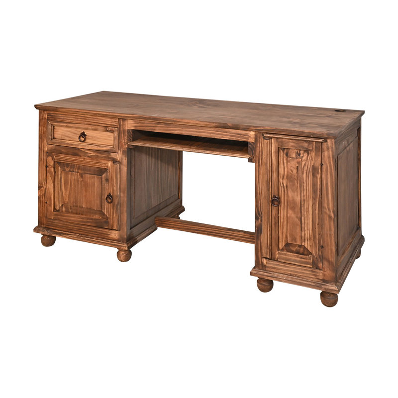 Bureau compact en bois massif (finition moyenne), Dark Brown