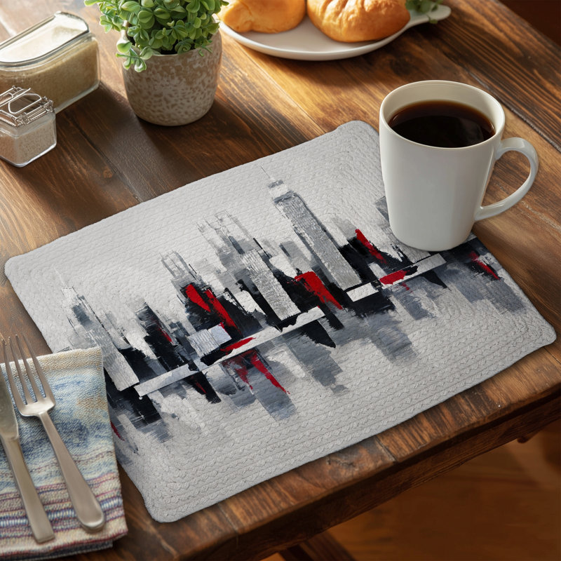 Napperon gris en polyester tressé Cityscape - Décoration intérieure moderne