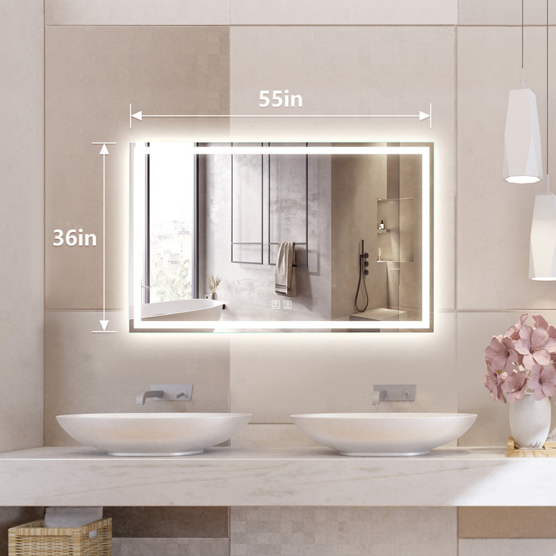 Miroir de salle de bain à DEL Naliyah, 36 po x 55 po