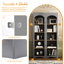 Armoire de cuisine moderne de 72 po de hauteur, bibliothèque ajustable, rangement de style pour la salle à manger, bureau, salle de bain grise, décoration intérieure-1309934861