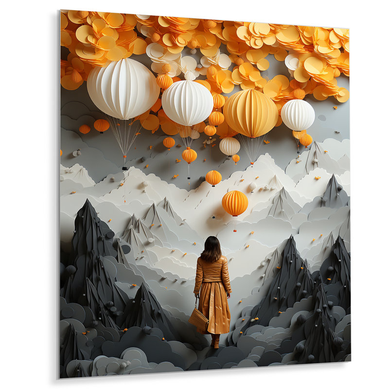 Sky Is The Limit Woman Motivation VI - Art mural en métal Motivation, H 40 po x l 30 po x P 1,5 po