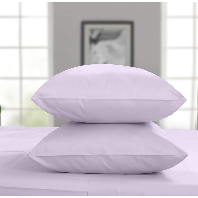 Ensemble de taies d'oreiller en percale de coton biologique Threadmill, Taies d'oreiller - Standard / Grand, Uni lilas