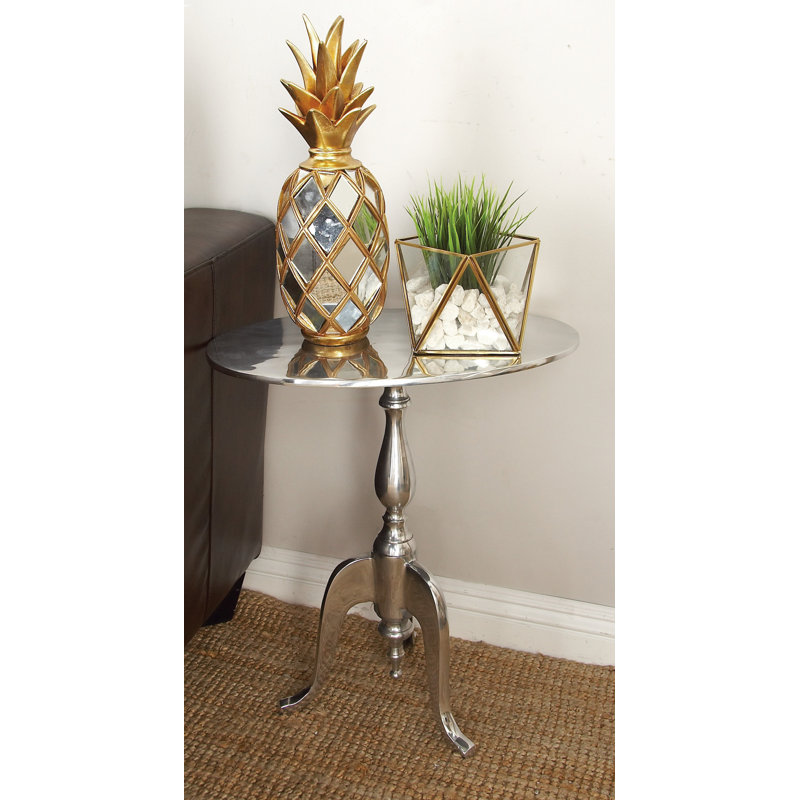 Petite table d'appoint en aluminium 19 po x 12 po x 21 po, Argent argent