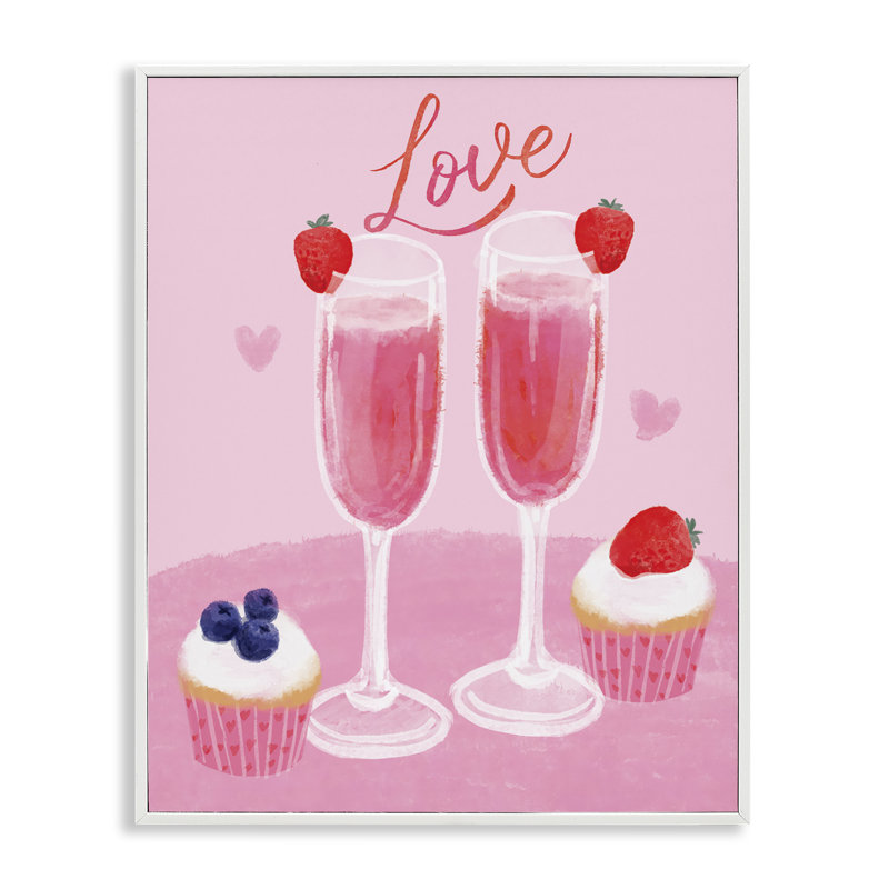  «Valentine's Twin Champagne», art de la giclée encadrée par Be Ni La, H 20 po x l 16 po