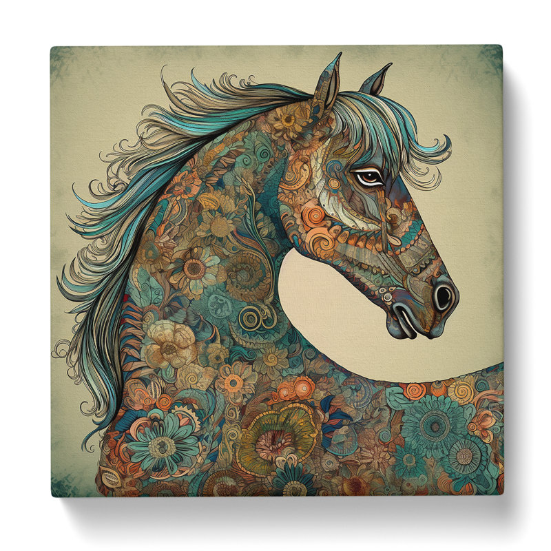 Horse Paisley No.4 - Wrapped Canvas