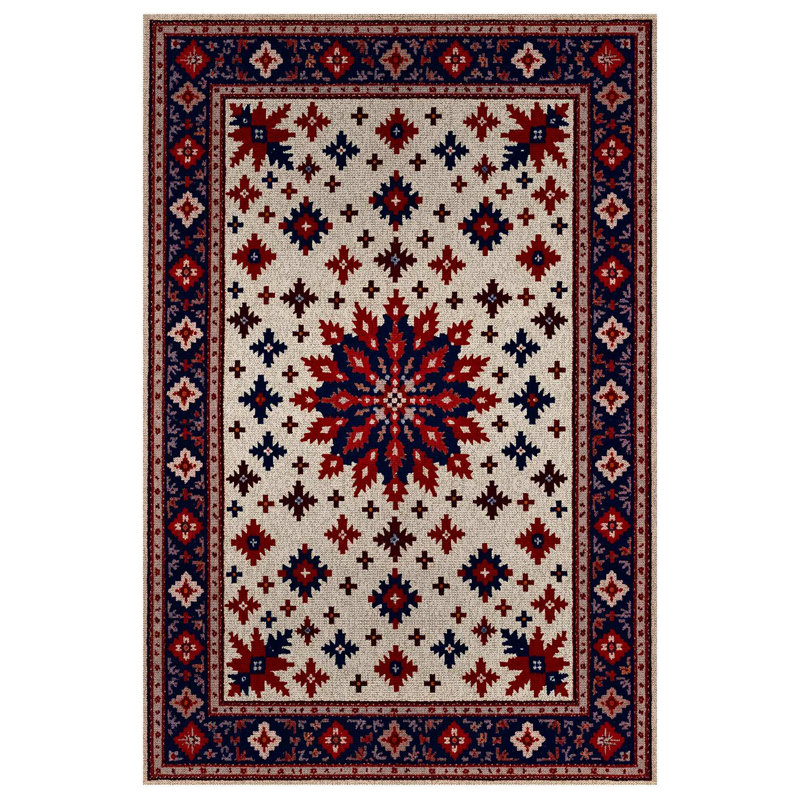 Kenzah Collection Digital Print Cotton-Polyester Burgundy Floral Rug, Runner 3'4" x 8'3"