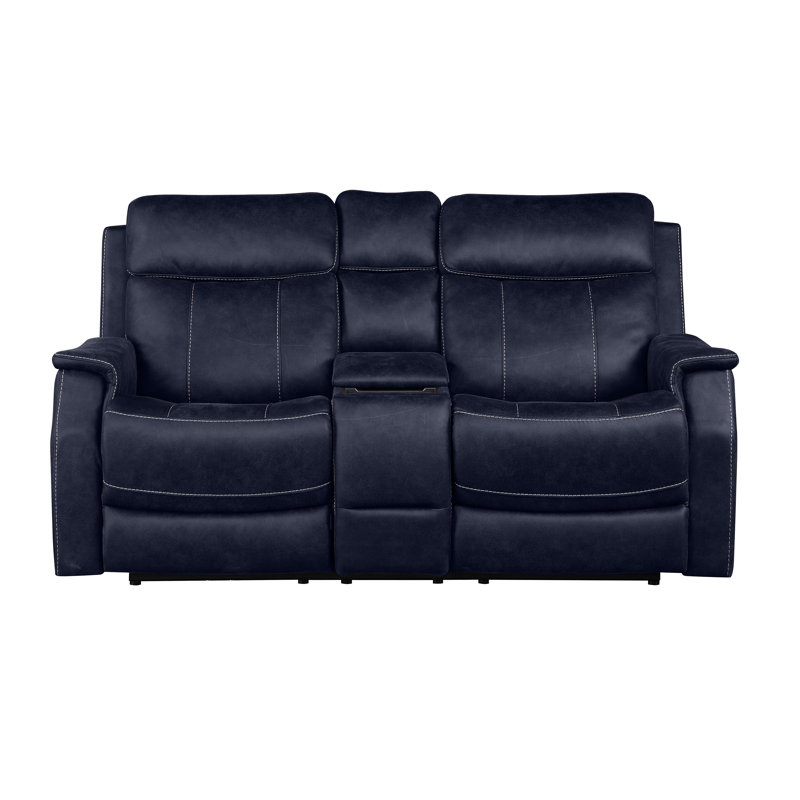 Frankenmuth Upholstered 74'' Reclining Loveseat, Ocean Blue 100% Polyester