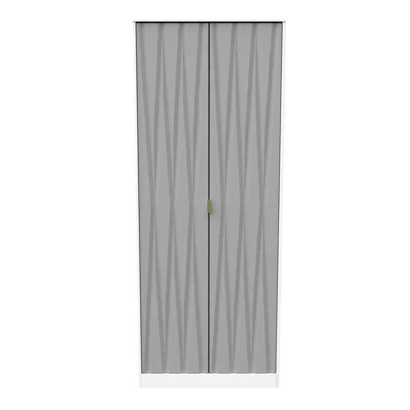 Fully Assembled Fellgren Diamond 2 Door Wardrobe, Grey Matt Veneer