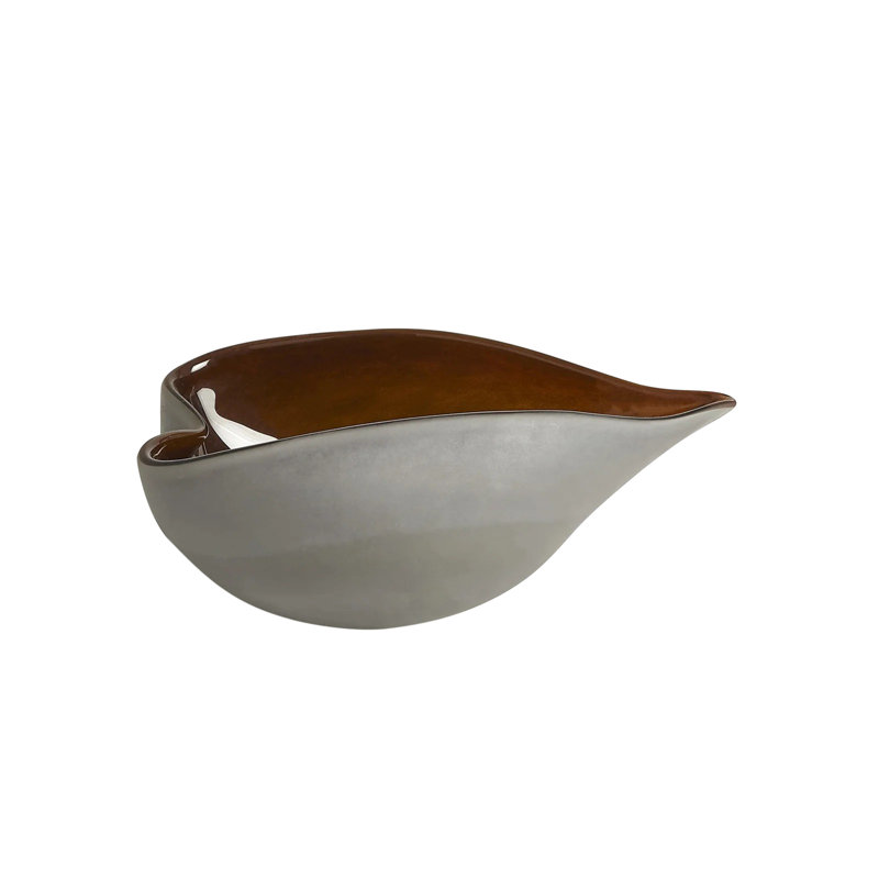 Bol givré avec boîtier, H 5,5 po x l 11 po x P 7 po, Gris / ambre