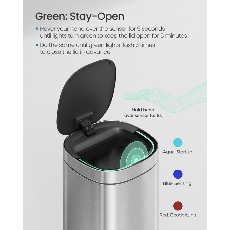 Gavino Motion Sensor Kitchen Trash Can - 50L, Silver
