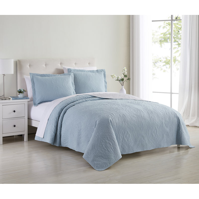 Camouflage Quilt, Full/Queen, Light Blue/Taupe