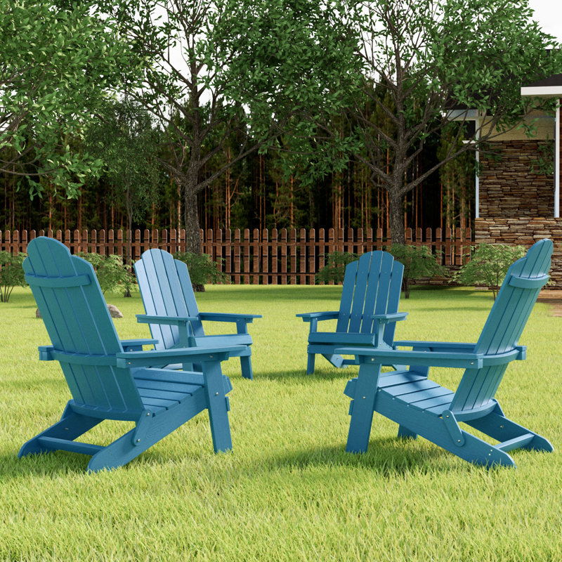 Aurra Outdoor Adirondack Chair, Navy Blue