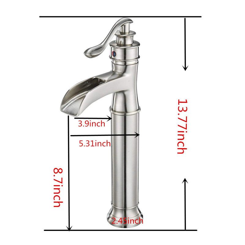 Robinet de vasque de salle de bain à une poignée et à un trou avec bonde escamotable Veil, Nickel brossé