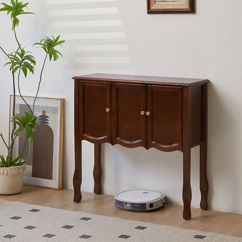 Console rectangulaire en bois massif noyer, H 35,43 po x l 36,61 po x P 12,6 po