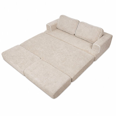 Boneless 71" Modular Sleeper Sectional Sofa with one Ottoman