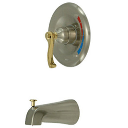 Atlanta Single Handle Wall Mounted Tub Spout, Brushed Nickel/Polished Brass