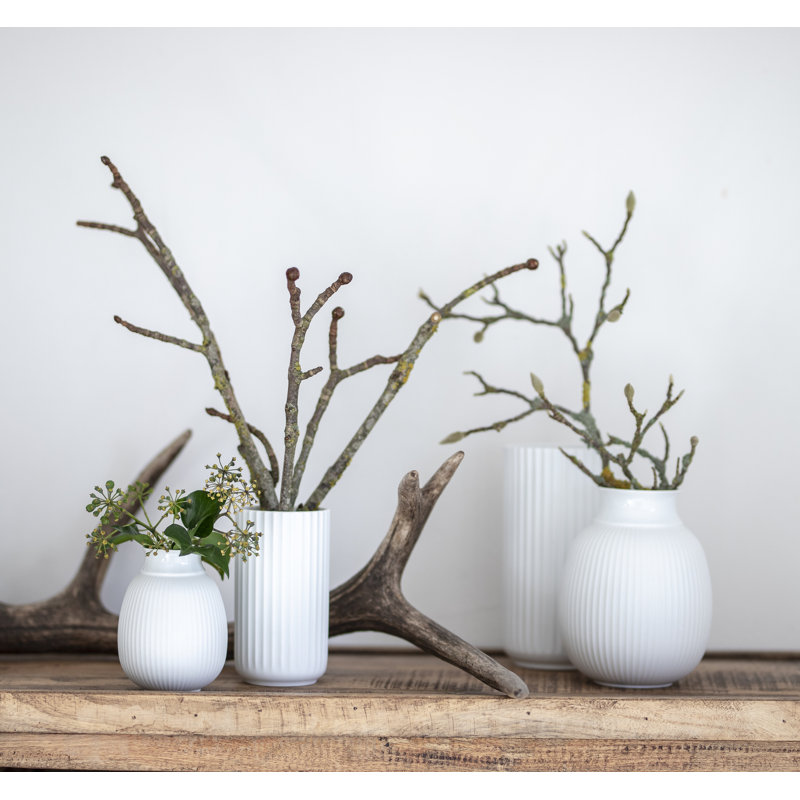 Handmade Glass Table Vase, White, 4.9" H x 2.8" W x 2.8" D