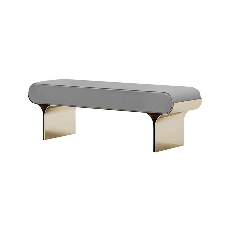 Toriona Faux Leather Upholstered Bench, Gray, 17.71" H x 55.11" W x 15.74" D