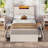 Farmhouse Bed Frame With Storage, Barn Door Headboard Rustic Wooden Bed With 4 Drawers And Led Lights-905704774-903829570