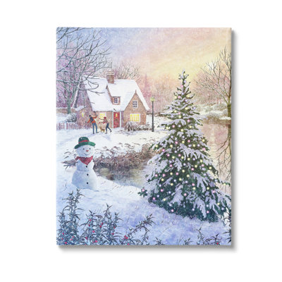 "Kids jouant dans la neige" par Pip Wilson sur toile