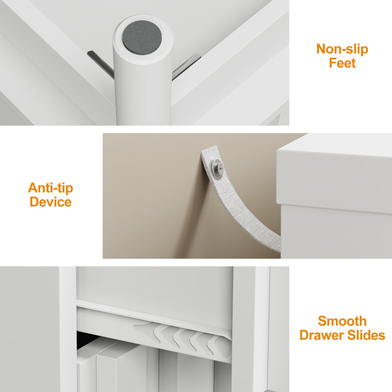3 Drawer Dresser With Fluted Panel Design, White